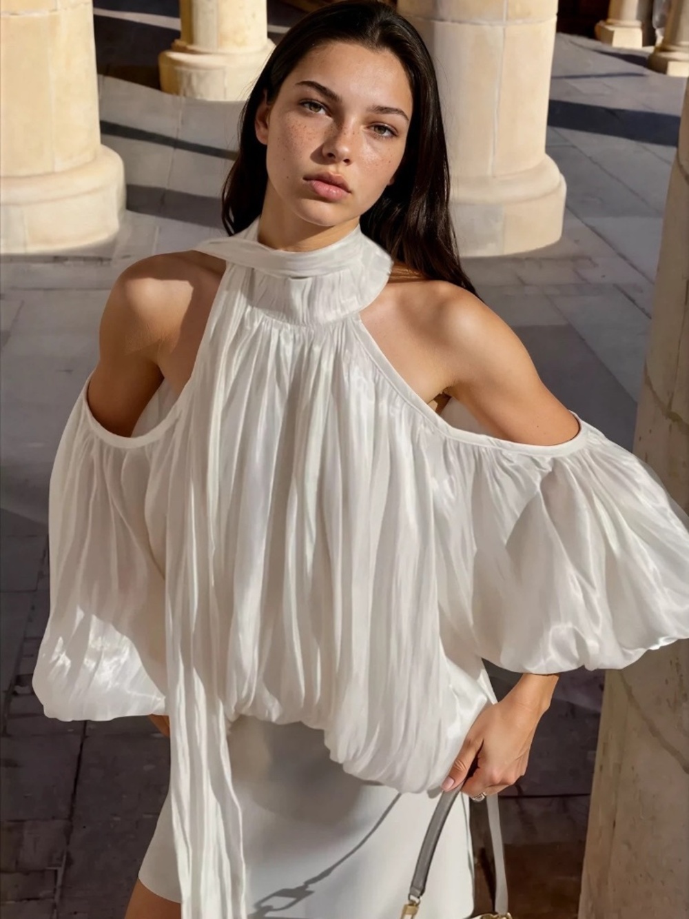 Cold Shoulder Long Sleeve Blouse